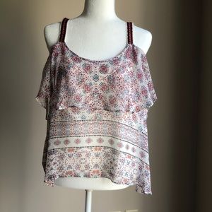 Ella Moss Tops - Ella Moss Print Cold Shoulder Blouse Ella Moss Tops - Ella Moss Print Cold Shoulder Blouse